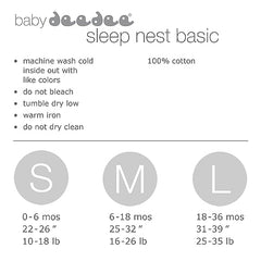 baby deedee Cotton Sleep Nest Basic Sleeping Sack, Baby Sleeping Bag Wearable Blanket, Newborn and Infants, Calming Gray, Small (0-6 Months)