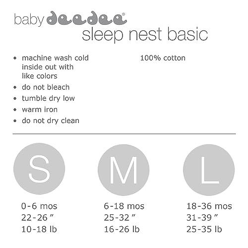 baby deedee Cotton Sleep Nest Basic Sleeping Sack, Baby Sleeping Bag Wearable Blanket, Infants and Toddlers, Almond Cream, Medium (6-18 Months)