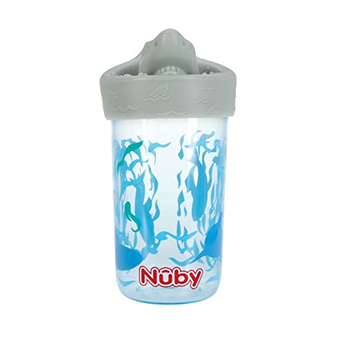 Nuby No Spill 3D Character Sippy Cup with Soft Touch Flo Silicone Top, 12 Ounce, Shark