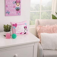 Disney Minnie Mouse Decorative Keepsake Pillow – Personalized Birth Pillow, Pink, 1 Count (Pack of 1) (6402709P)