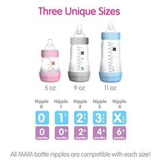 MAM Easy Start Anti-Colic Bottle 9oz (2 count), MAM Baby Bottle with Medium Flow Nipple, Breastfed Baby Feeding Essentials, Designs May Vary