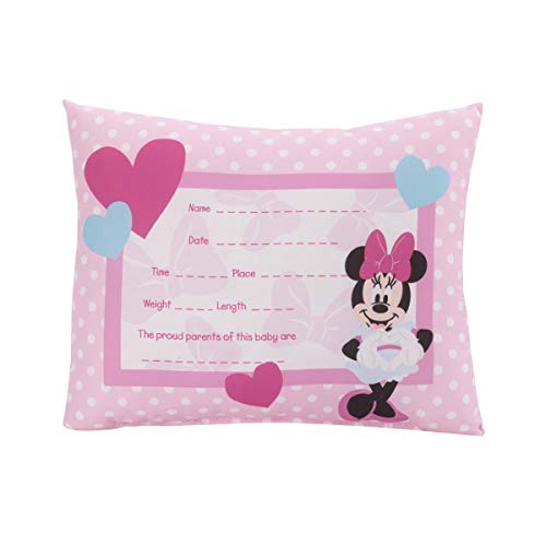 Disney Minnie Mouse Decorative Keepsake Pillow – Personalized Birth Pillow, Pink, 1 Count (Pack of 1) (6402709P)