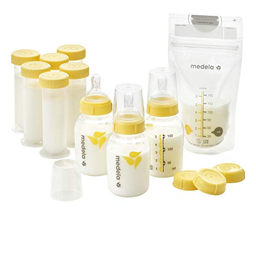 Medela Breastfeeding Gift Set, Complete Breast Milk Storage System; Bottles, Nipples, Travel Caps, Breast Milk Storage Bags, & More; Made Without BPA