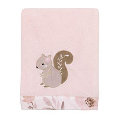 NoJo Countryside Floral - White Super Soft Appliqued Baby Blanket, Pink, Grey