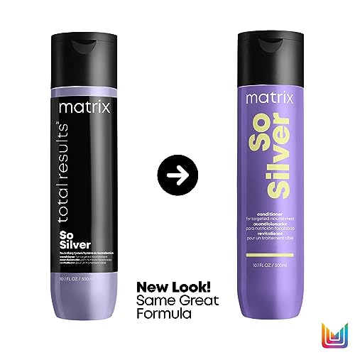 Matrix Hair Conditioner, So Silver Purple Conditioner, Neutralizes Yellow Tones, Neutralizes Brassy Tones, Tones Blonde and Silver Hair,For Blonde Silver Hair,For Grey Hair,300ml(Packaging May Vary)