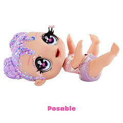 Glitter Babyz Lila Wildboom Baby Doll with 3 Magical Color Changes/Lavender Purple Hair Doll with Flowers on The Outfit and Reusable Diaper, Bottle and Pacifier, Multicolor