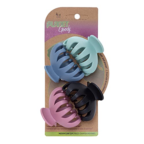 GOODY Planet GOODY Sustainable Spider Clips, Medium, Extra Strong, Bright Colors, Blue, White, Mint and Black, 4 Count (Pack of 1)