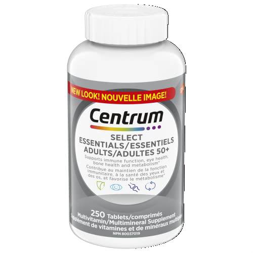 Centrum Adult Select Essentials Mulitvitamins/Minerals Supplement for Men & Women 50 Plus, 250 Tablets