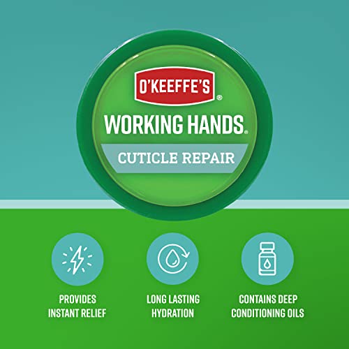 O'Keeffe's Working Hands Cuticle Repair, Instant Relief and Lasting Hydration, Nourishes and Protects, Non-Greasy Formula, 0.38oz/11g Jar, (Pack of 1), 107475