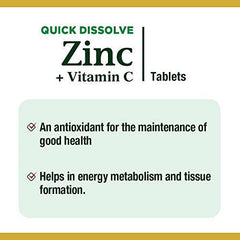 Nature's Bounty Vitamin C + Zinc, Multi-coloured, 60 Quick Dissolve Tablets