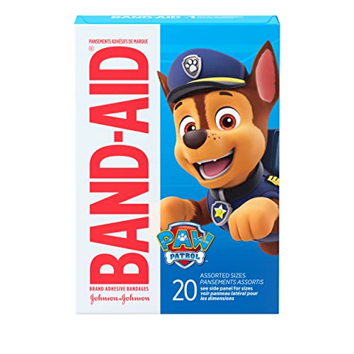 Band-Aid Brand Adhesive Bandages for Minor Cuts & Scrapes, Wound Care Featuring Nickelodeon Paw Patrol Characters for Kids and Toddlers, Assorted Sizes 20 ct