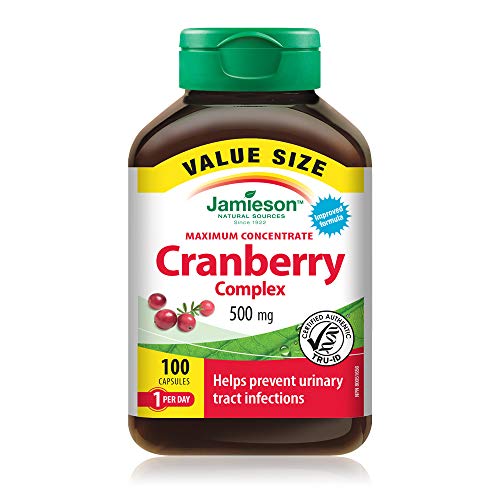 Jamieson Cranberry Complex 500 mg Maximum Concentrate - Value Size, Vegetarian, Non-GMO, Gluten-Free, 100 Count (Pack of 1)
