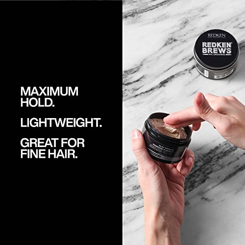Redken Hair Pomade, Brews Clay Pomade, Volumizing Hair Pomade for Men, Gritty Finish, Maximum Control on Fine to Medium Hair, Hair Styling Products for Men, Redken Brews Hair Styling, 100 ML