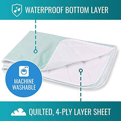 DMI 4-Ply Quilted Reusable Bed Draw Sheet Transfer Sheet Incontinence Pad, 36 x 40 Inches, Green