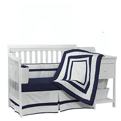 BabyDoll Modern Hotel Style Crib Dust Ruffle, Navy