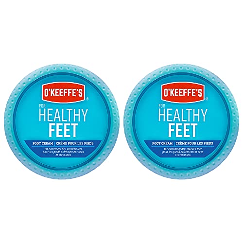 O'Keeffe's Healthy Feet Foot Cream, Healing Moisturizer, Relieves and Repairs Extremely Dry Cracked Feet, Instantly Boosts Moisture Levels, Two 3.2oz/90.7g Jars, (Pack of 2) 108484 White
