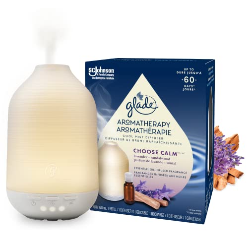 Glade Aromatherapy Diffuser & Essential Oil, Air Freshener for Home, Choose Calm Scent with Notes of Lavender & Sandalwood, 1 Count