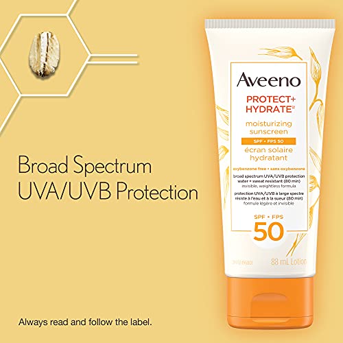 Aveeno Sun Aveeno Protect & Hydrate Moisturizing Sunscreen SPF 50, Oxybenzone free, 88 mL