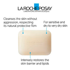 La Roche-Posay Lipid-Enriched Cleansing Bar, Lipikar Surgras Cleanser Bar Soap for Dry Skin with Niacinamide & Shea Butter, 150g