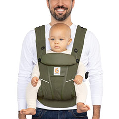 Ergobaby All Carry Positions Breathable Mesh Baby Carrier with Enhanced Lumbar Support & Airflow (7-45 Lb), Omni Breeze, Olive Green