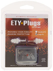 Etymotic Research ER20 High-Fidelity Earplugs, White with Clear Stem, 1 Pair Large Fit