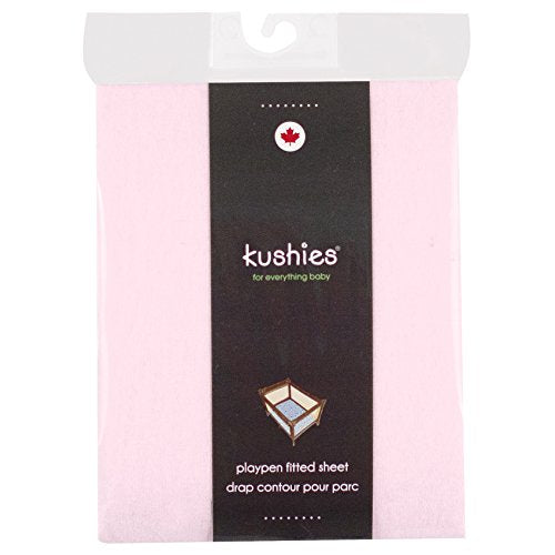 Kushies Pack N Play Playard Sheet, Soft 100% breathable cotton flannel, Made in Canada, Pink