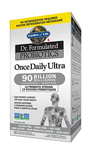 Garden of Life - Dr. Formulated Probiotics Once Daily Ultra | High Potency Support For Gut & Colon Health |90 Billion CFU + 15 Probiotic Strains | Shelf Stable | Gluten Free, Dairy Free, Soy Free