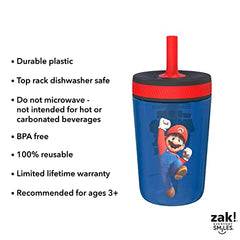 Zak Designs The Super Mario Bros. Movie Kelso Toddler Cups for Travel or at Home, 15oz 2-Pack Durable Plastic Sippy Cups with Leak-Proof Design is Perfect for Kids (Mario & Luigi)