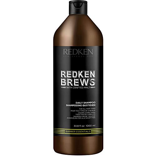 Redken Brews Shampoo, Daily Shampoo For Men, Lightweight Cleanser For All Hair Types,With Protein, Moisturizing, Essentials for Men, Perfect for Suitcase or Gym, 1000 ML