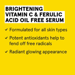 Acure - Daily Brightening Vitamin C Serum with Ferulic Acid 1 fl oz - Brightening Face Serum for Glow, Clear Skin, & Oily Skin - Pineapple Extract & Matcha Tea to Help you Shine Bright - All Skin Type