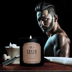 Manly Indulgence Fresh Shave Candle with Notes of Musk, Vanilla, Amber and Cedarwood (16.5 Oz)