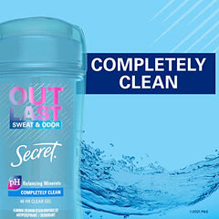 Secret Outlast Invisible Solid Antiperspirant Deodorant for Women, Completely Clean Scent, 219g 3 Pack