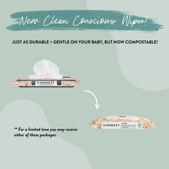 The Honest Company Clean Conscious Wipes | 99% Water, Compostable, Plant-Based, Baby Wipes | Hypoallergenic, EWG Verified | Terrazzo, 36 Count