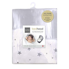 Kushies Baby 100% Breathable Cotton Flannel Bassinet Sheet with Satin Cloud, Fully Elasticized- Made in Canada, 18" x 30" Grey Scribble Stars