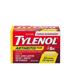 Tylenol Arthritis Pain,Acetaminophen 650 mg Caplets, Fast & Long Lasting Arthritis, Muscle & Joint Pain Relief, 24 Caplets