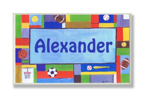The Kids Room by Stupell Alexander, Contemporary Sports Personalized Rectangle Wall Plaque