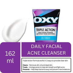 OXY Triple Action Daily Facial Acne Cleanser with Salicylic Acid, Combination Skin, Mild Acne, Frequent Recurring Breakouts, 162ml