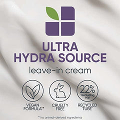 BIOLAGE Leave-In Cream, Ultra Hydra Source Leave-in Cream with Capuacu Butter, Conditions & Softens Hair, For Very Dry Hair, Paraben Free, Vegan, 200 ML