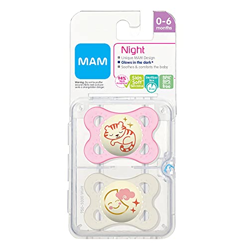 Night Pacifier for 0-6 months (2 pack), Girl