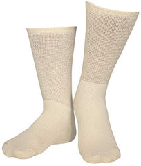 Truform Diabetic Socks for Men and Women, Medical Style Crew Length, Mid Calf Height, 3 Pairs, Tan, X-Large