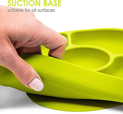 bblüv - Yümi - Silicone Suction Plate & Spoon Set for Baby, Infants and Toddlers, Anti-Spill, Microwave and Dishwasher Safe (Lime)