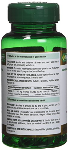 Nature's Bounty Vitamin E 400IU Pills and Supplement, Helps Maintain Health, 100 Softgels