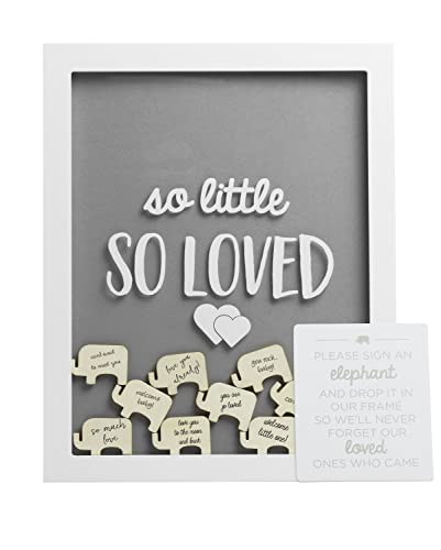 Pearhead Elephant Token Frame, Little Wishes Signature Baby Shower Guestbook Alternative, Pregnancy Keepsake for Soon to be Moms, Gray and White