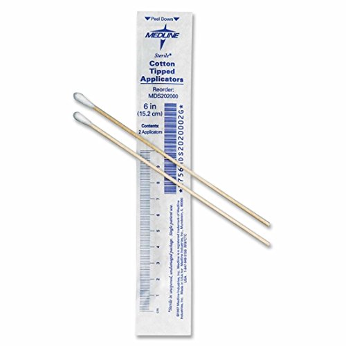 Medline MDS202000 Cotton Tip Applicators, Sterile, 6" (Pack of 200)