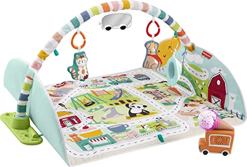 Fisher-Price Large Activity City Gym To Jumbo Playmat With Music Lights Vehicles & Baby Toys For Infant To Toddler Play