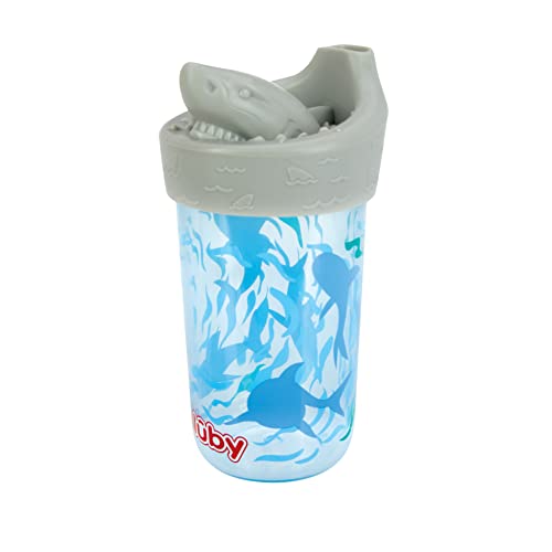 Nuby No Spill 3D Character Sippy Cup with Soft Touch Flo Silicone Top, 12 Ounce, Shark