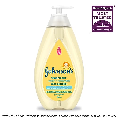 Johnson's Baby Wash and Shampoo for Baths, Head-to-Toe, Tear Free, 800 ml & Lotion, Body Moisturizer for Dry, Delicate Skin, 800ml, Regimen Pack of 2 (2x800ml)