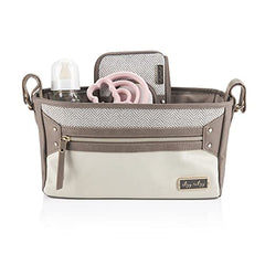 Itzy Ritzy Adjustable Stroller Caddy – Stroller Organizer Featuring Two Built-in Pockets, Front Zippered Pocket and Adjustable Straps to Fit Nearly Any Stroller, Vanilla Latte, CAD7000