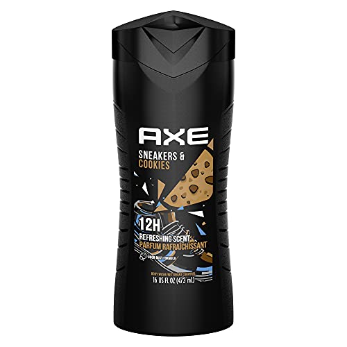 AXE Body Wash for Long Lasting Freshness Sneakers and Cookies Men's Shower Gel with No Parabens, Washes Away Odour-Causing Bacteria 473 ml