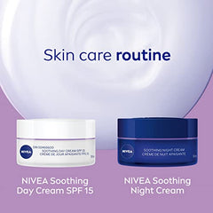 NIVEA Soothing Night Cream, 24H Moisture 50 mL | Night Cream for Sensitive Skin with Grape Seed Oil